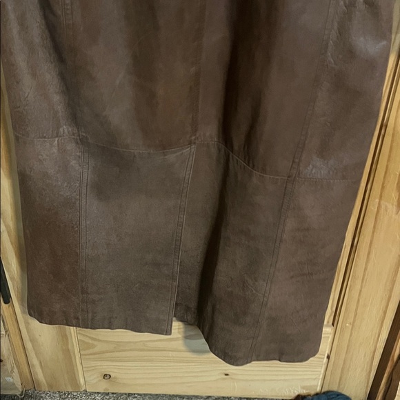 Vintage Genuine Leather Snake Print Elegant Brown Leather Trench Coat - Picture 8 of 10